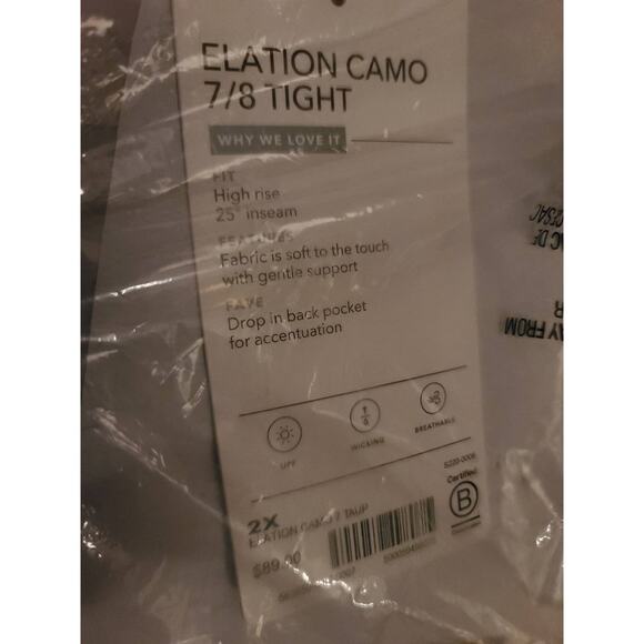 NWT Athleta Elation Camo 7/8 Tight Leggings - 2X - Taupe Camo - 2X - Picture 4 of 4